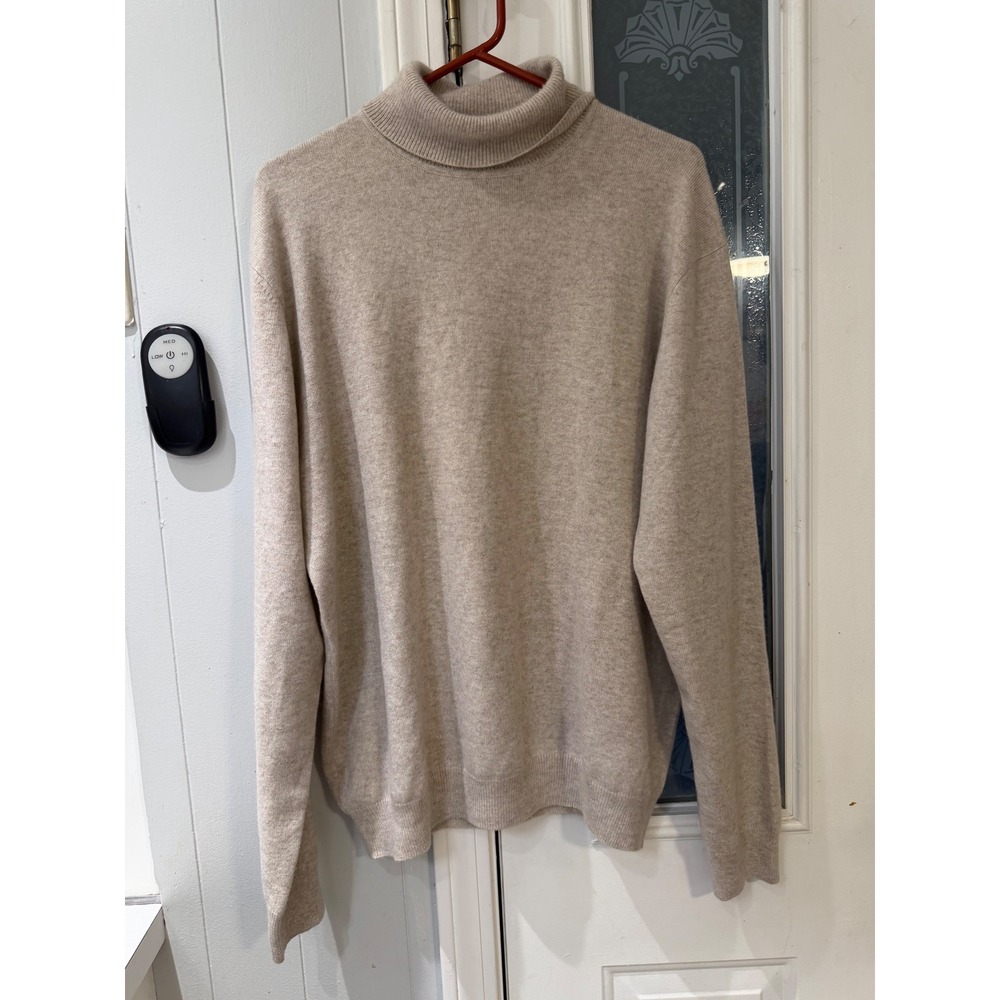 Joseph & Lyman Mens XL Cashmere Turtleneck Sweater Oatmeal Beige Long Sleeve